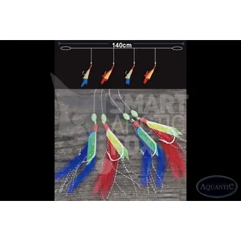 Rybářský háček Návazec na makrely s barevnými krevetami #1/0 Aquantic