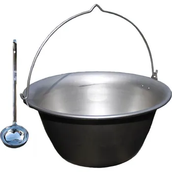Kempingové nádobí Nerezový kotlík 15 L (1,5 mm) + nerezová naběračka 350 ml