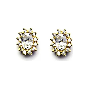Náušnice Zlaté náušnice Kate, čiré zirkony, žluté i bílé zlato, NŠ 1480