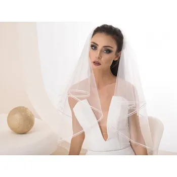 Svatební dekorace Svatební závoj s dvojitou linkou - krémová + doprava zdarma