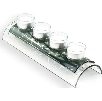 Svícen WAGA Adventní skleněný svícen kouřový 01 šedá