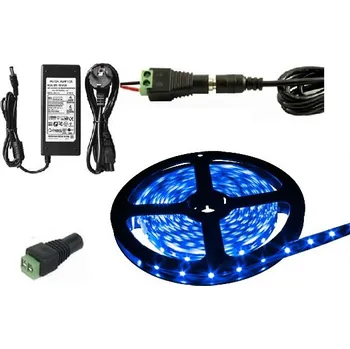 LED páska Lighting LED pásek 5050 5metrů/300diod 72W voděodolný modrý + zdroj (Voděodolný pásek 5050 5 metrů komplet)