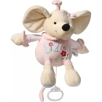 Hračka na kočárek BabyOno Myška růžová s hracím strojkem 31 cm