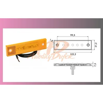 Příslušenství osvětlení automobilu světlo obrys.LED oranž.12/24V- PRO-SUPER-FLAT+kabel 0,5m/5-ledek//