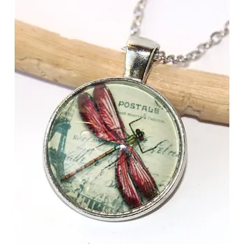 Řetízek Řetízek Fashion Jewerly - Amulet Retro vážka, Eiffelova věž, Dragonfly, Love to be free 2557