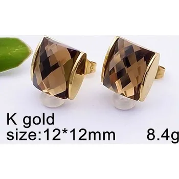 Náušnice Zyta Náušnice ocelové klasické hnědý broušený kámen 20792