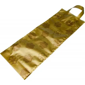 Dárková taška na medovinu - zlatá širší na láhev 0,75l