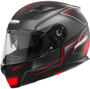 Helma na motorku Cassida Apex Fusion černá matná/červená fluo/bílá