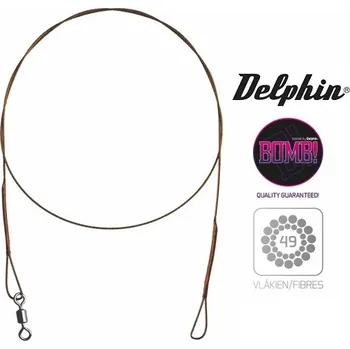 Delphin BOMB! ocelové lanka s obratlíkem a smyčkou - 2 ks délka: 60 cm/14 kg