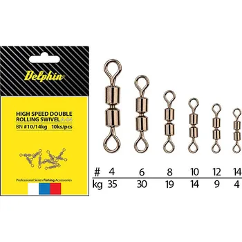 Dvojité obratlíky Delphin Hi-Speed Double Rolling Swivel A-04 - 10 ks velikost: 10/14 kg