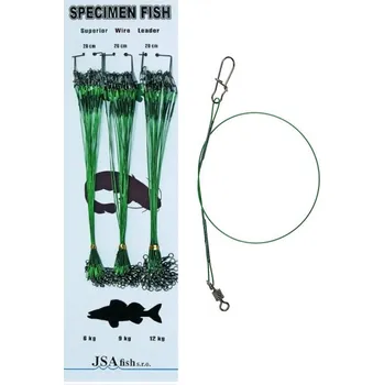 JSA Fish ocelové lanko s obratlíkem a karabinkou délka: 20 cm/12 kg