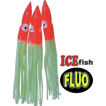 Umělá nástraha ICE Fish chobotnice na návazce pro mořský rybolov červená/fluo - 3 ks