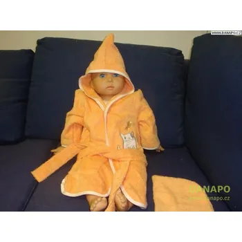 koupací vanička Župan oranžový - dětský koupací župánek LOANA Kočička