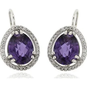 Náušnice Zlatnictví U Kostela Dámské zlaté náušnice s ametystem a zirkony 299900244