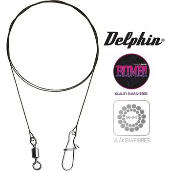 Delphin BOMB! wolframové lanka s obratlíkem a karabinkou - 2 ks délka: 40 cm/14 kg