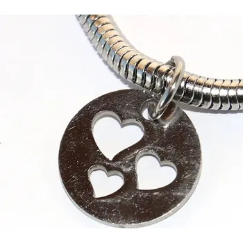 Přívěsek Korálek nerezový Fashion Jewerly - Přívěsek Tři srdce, Srdečný svět okolo nás 2582