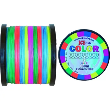Pletená šňůra ICE Fish Color 8 Braid - 300 m průměr: 0,22 mm