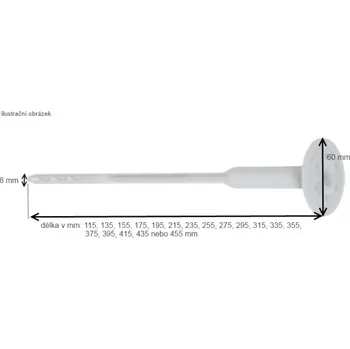 Hmoždinka Ejotherm EJOT STR-U 8/60 fasádní talířová hmoždinka s ocelovým trnem Velikost: 195 mm