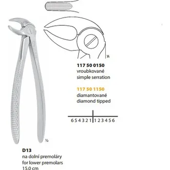 Kleště Medin Kleště extrakční D13 na dolní premoláry 15.0cm