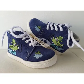 Chlapecké polobotky Jonap kožené boty 022 S modrá letadlo 20