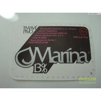 Pivo DANAPO PIVNÍ ETIKETA - Slovensko - Marína tmavé pivo 13pr.