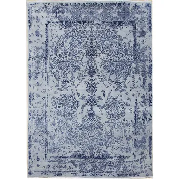 Koberec Ručně vázaný kusový koberec Diamond DC-JK ROUND Silver/peacock blue, 245x305, modrá, chodba / předsíň, Diamond Carpets India - 1 rok na vrácení + DOPRAVA ZDARMA k Vám i zpět