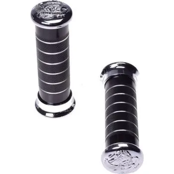 grip gripy řídítek chrom/černý - proužky - orlice
