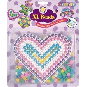 Dětské navlékací korálky Playbox Zažehlovací korálky XL - sada s podložkou SRDCE