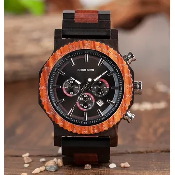 Hodinky Blingstar Dřevěné Hodinky Bobo Bird Chronograph 51mm Giant