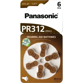 Panasonic Zinc-Air PR312 6 ks