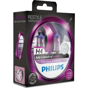 Autožárovka Philips ColorVision Purple 12342CVPPS2 H4 P43t-38 12V 60/55W 2ks Philips ColorVision Purple 12342CVPPS2 H4 P43t-38 12V 60/55W 2ks