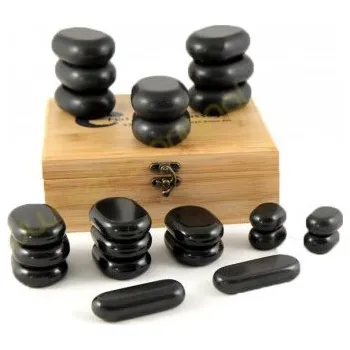 Masážní kámen Fabulo Masážní lávové kameny Fabulo, 22ks + bambusová krabička