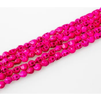 Drahý kámen Lebka ze syntetického tyrkysu - růžová - 8 x 6 mm - 1 ks