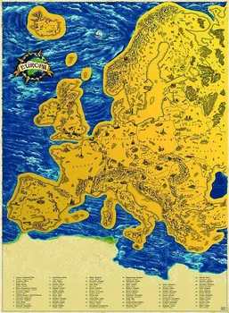 kniha Giftio Stírací mapa Evropy Deluxe XL zlatá