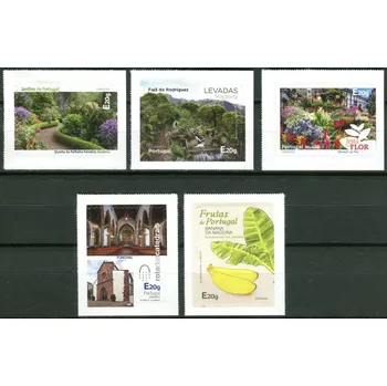Poštovní známka CTT - Portugal post (2018) MiNr. 379 - 383 ** - Portugalsko Madeira - Květinový trh, Fajã do Rodrigues, Katedrála Funchal, Zahrada Quinta do Palheiro Ferreiro a Banán
