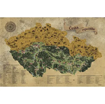 Giftio Stírací mapa České republiky Deluxe XL zlatá 90 x 60 cm