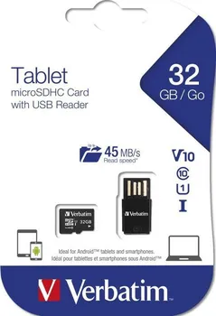 Paměťová karta Verbatim microSDHC 32 GB Class 10 UHS-I U1 (44059) + USB čtečka Verbatim