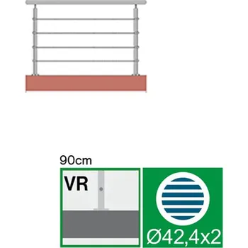 Nerezové zábradlí VR L1500, D42,4/4xl5/H900
