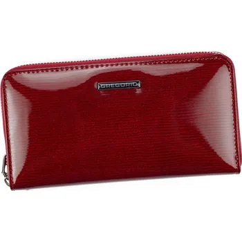Peněženka Lesklá celozipová kožená tmavěčervená peněženka Gregorio LN-119