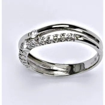 Prsten Zlatý prsten s čirými zirkony, bílé zlato, T 1406