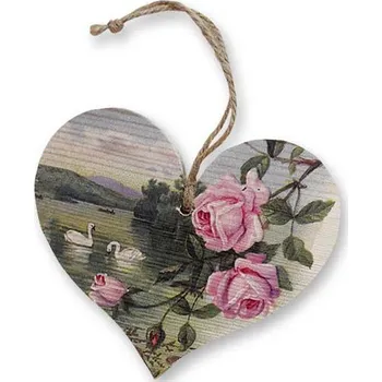 Dřevěné srdce Růže 13 cm