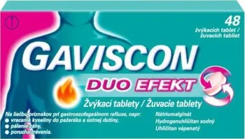 Lék proti pálení žáhy Gaviscon Duo Efekt žvýkací tablety 48