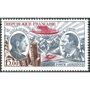 Poštovní známka Post France (1973) MiNr. 1823 ** - Francie - Henri Guillaumet a Paul Codos - průkopníci létání; hydroplán