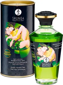 Masážní přípravek Shunga Hřejivý masážní olej s afrodiziaky zelený čaj 100 ml