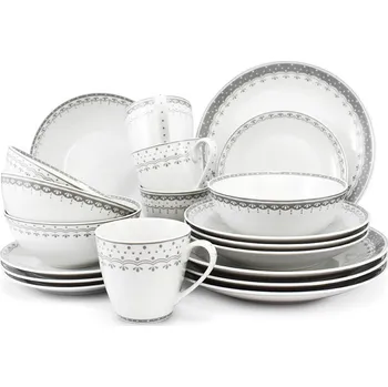 Jídelní set Leander Jídelní souprava, český porcelán, HyggeLine, šedá, Leander, 20 d.