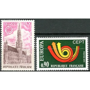 Poštovní známka Post France (1973) MiNr. 1826 - 1827 ** - Francie - Europa - radnice, Velké náměstí v Bruselu