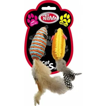 Hračka pro kočku Pet Nova Sisalové myšky SET FEATHER (2ks v bal.)