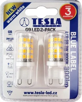 Žárovka Tesla LED 3W 2 x G9 teplá bílá