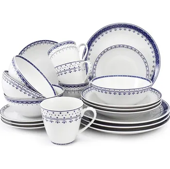 Jídelní set Leander Jídelní souprava, český porcelán, HyggeLine, modrá, Leander, 20 d.