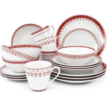 Jídelní set Leander Jídelní souprava, český porcelán, HyggeLine, červená, Leander, 20 d.
